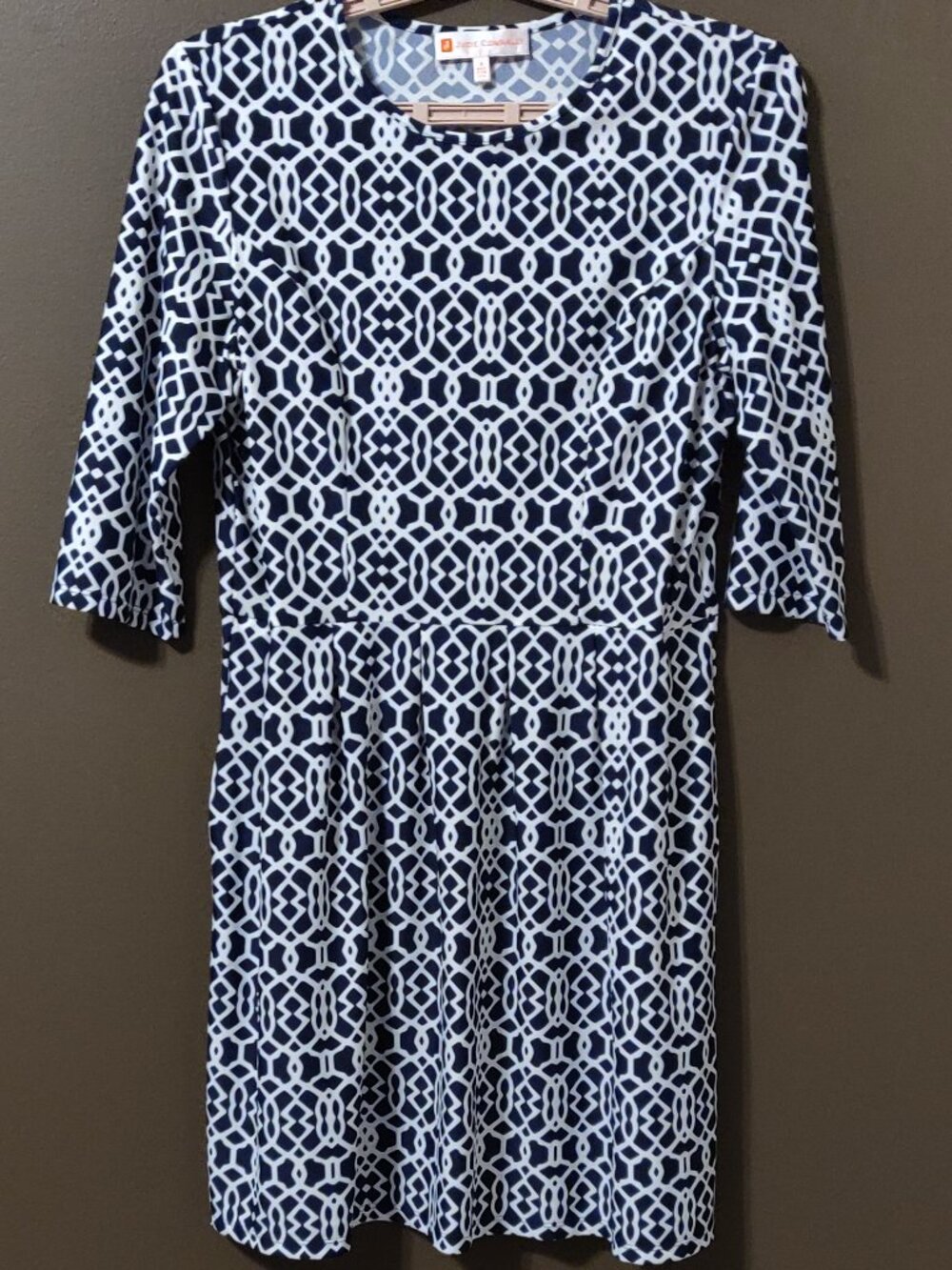 Jude Connally Brynn Jude Cloth Dress Navy & White Geometric Print MEDIUM